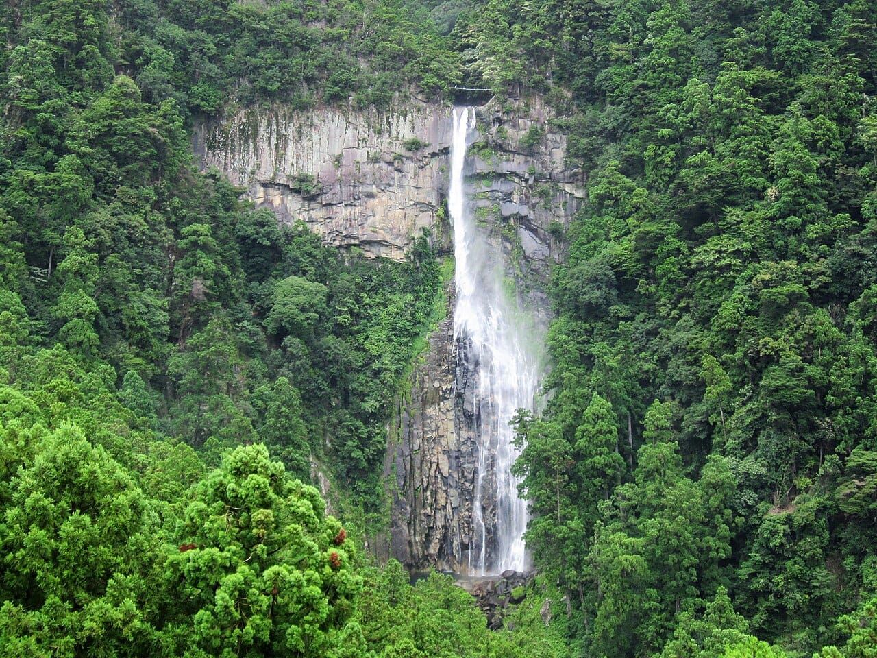 Nachi Falls — Japan's tallest single-drop waterfall (133 m) plunging through a forested cliff in Wakayama