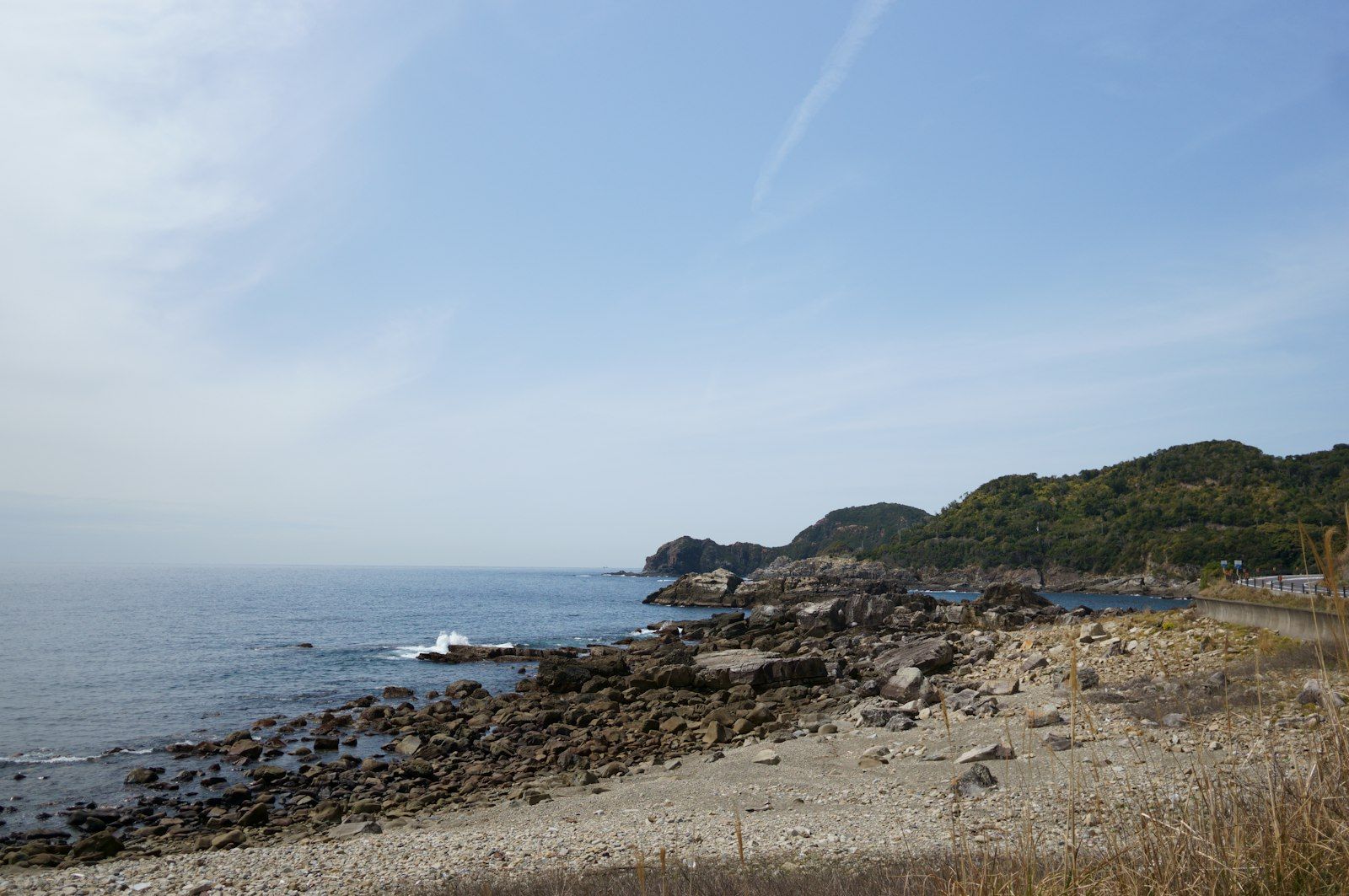 Rocky cliffs and coves along the blue Pacific coast of Wakayama Prefecture