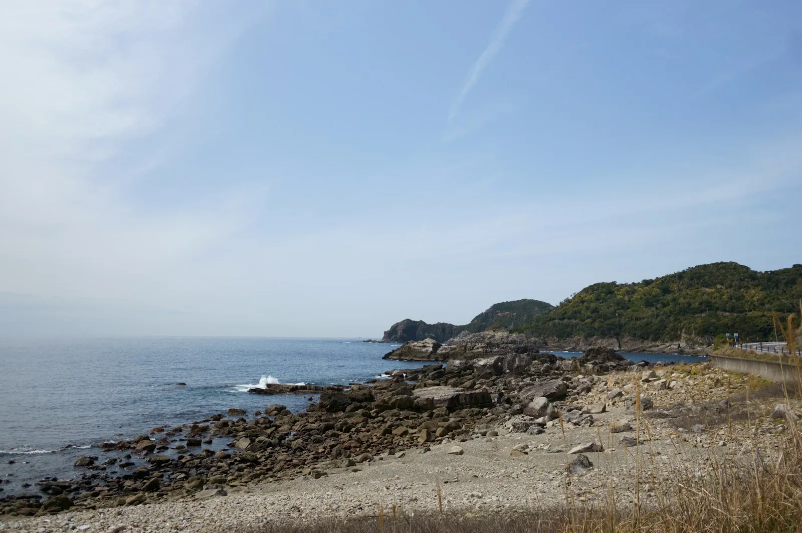 Rocky cliffs and coves along the blue Pacific coast of Wakayama Prefecture